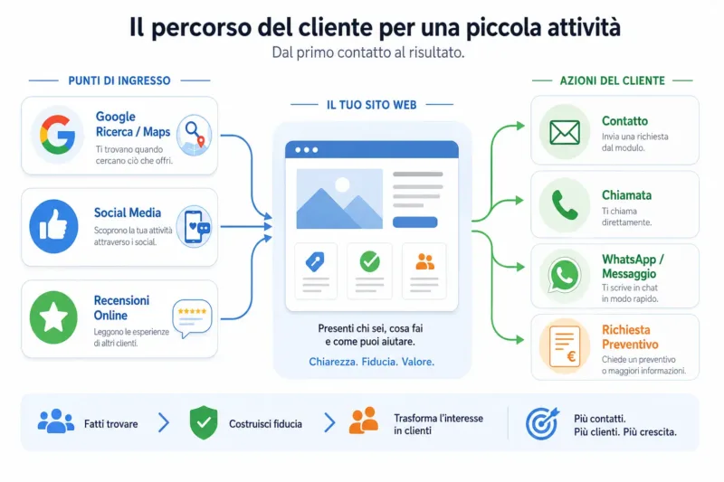 percorso cliente tra sito Google social e recensioni