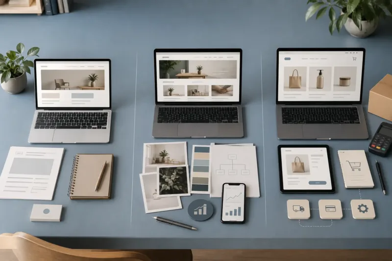 Confronto del costo del sito web tra progetto essenziale, professionale ed e-commerce