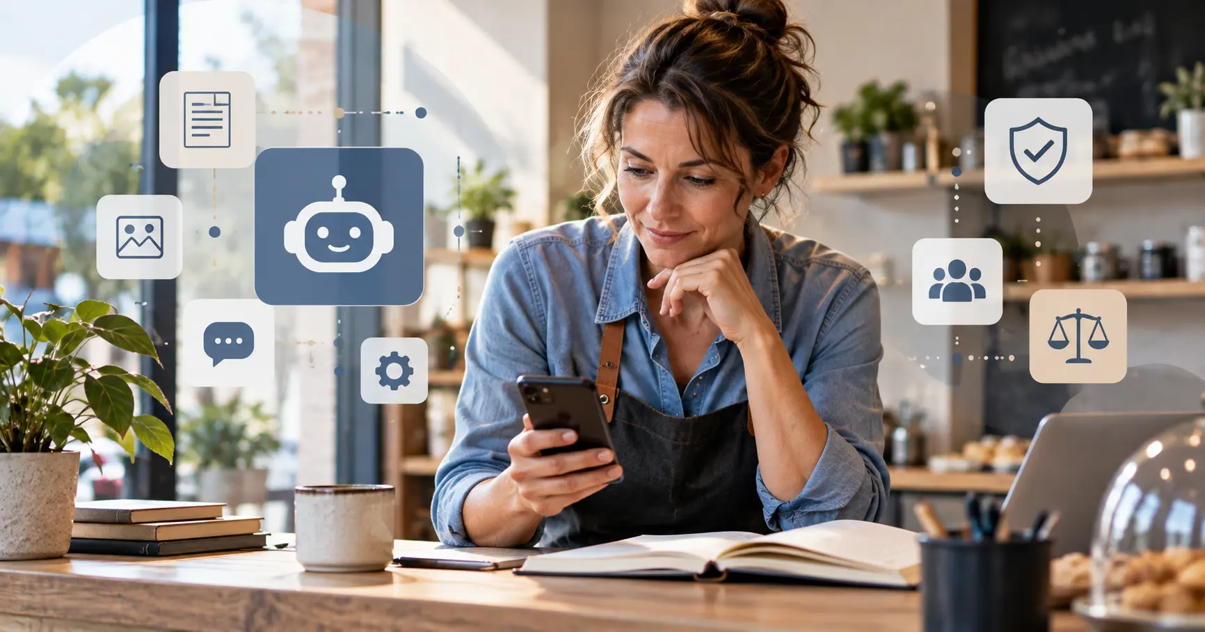 AI Act 2026 applicato all’uso quotidiano dell’intelligenza artificiale in una piccola attività.