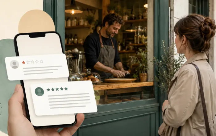 Recensioni negative Google e risposta di una piccola attività letta da un futuro cliente