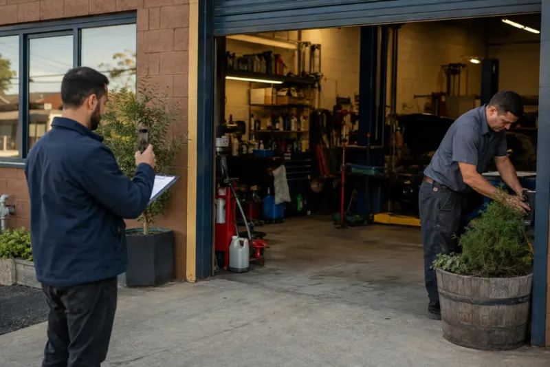 Titolare di un’officina e consulente verificano gli elementi utili alla presenza locale su Google