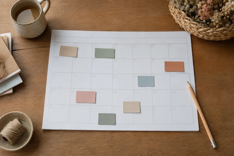 Calendario mensile semplice con pochi contenuti già pianificati