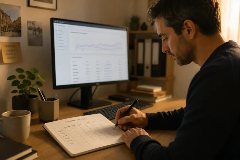Professionista annota mensilmente i dati di visibilità del proprio sito