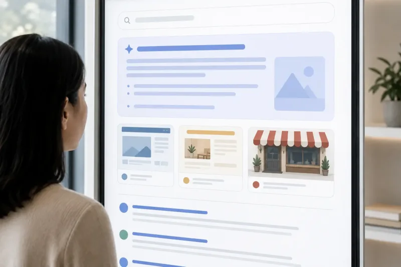 Risposte AI Google con collegamenti a pagine web utilizzate come fonti
