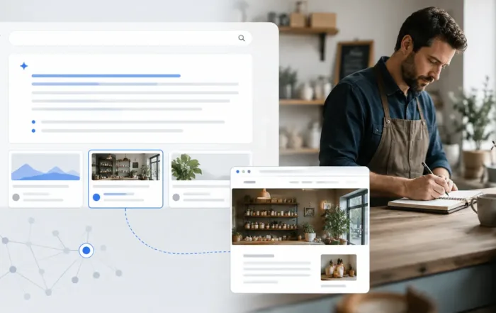 Risposte AI Google che mostrano come fonte il sito di una piccola attività